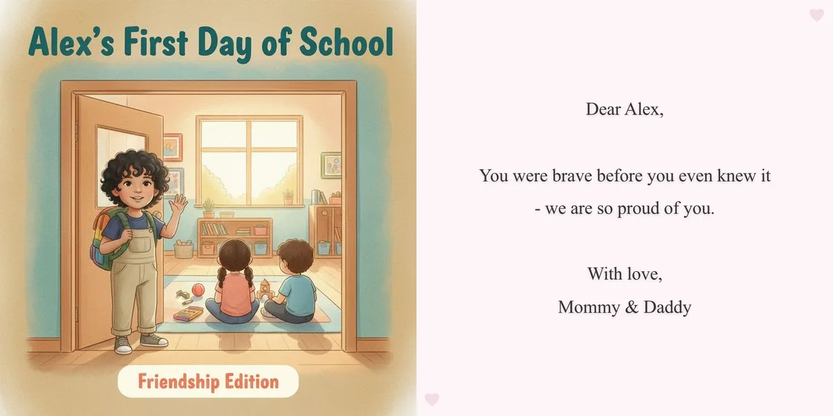 First Day of School Book - Cover & dedication