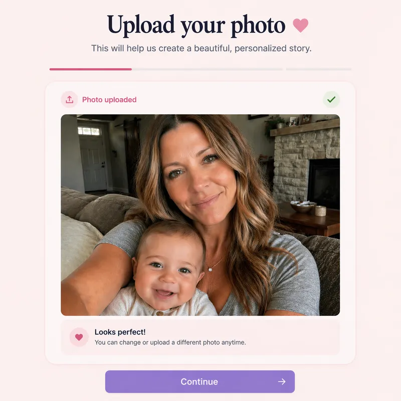 Upload one photo of mom and baby