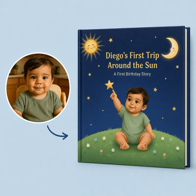 Personalized keepsake book for a baby turning one