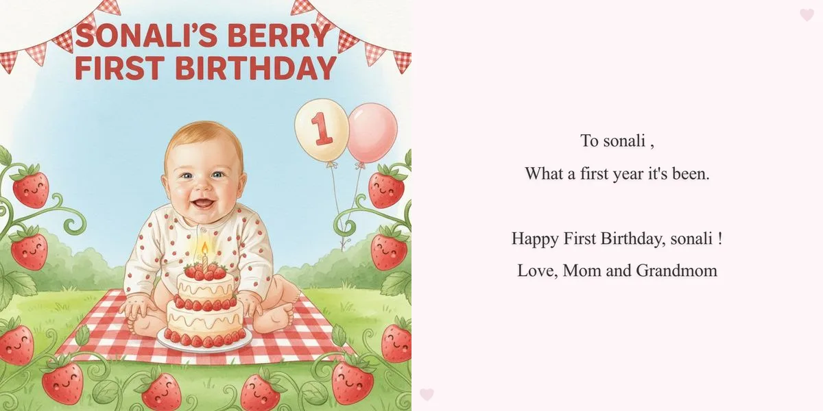 First Birthday Book - Cover & dedication