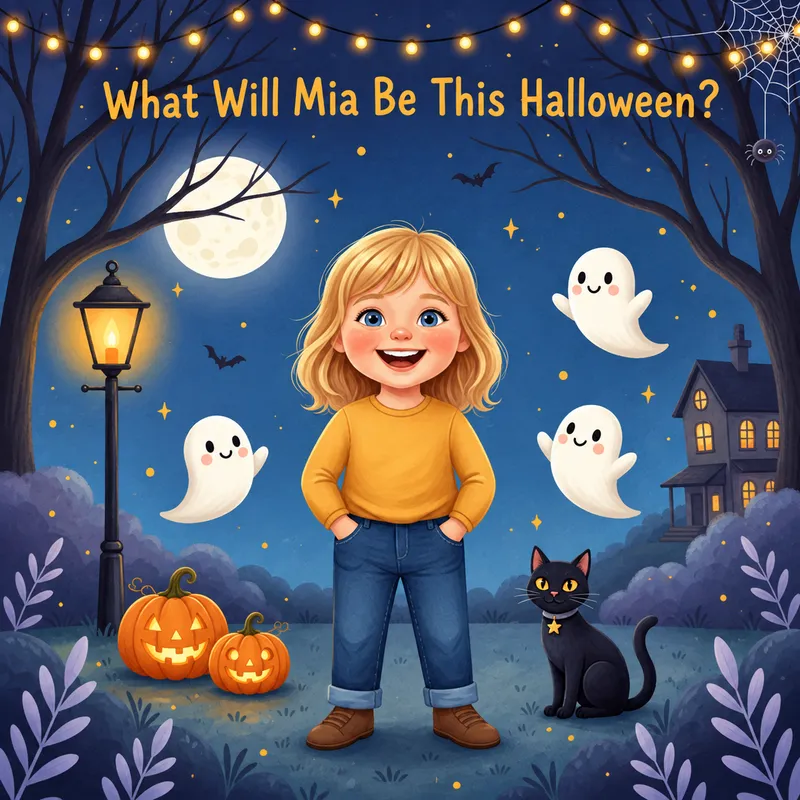 Silly Ghosts theme cover — the child giggling among round friendly ghosts on Halloween night