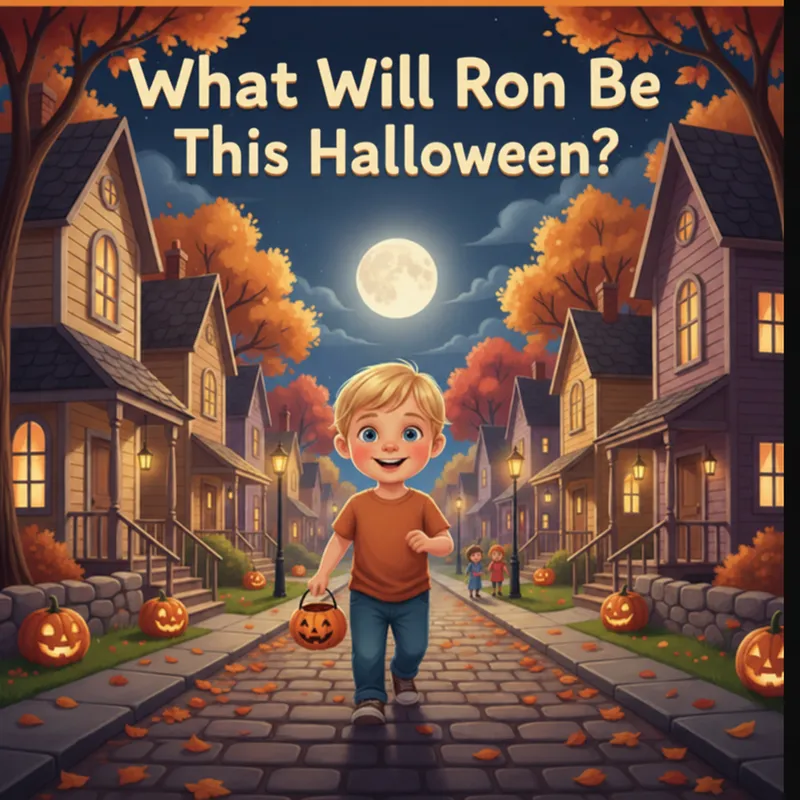 Trick or Treat theme cover — the child walking down a lantern-lit Halloween street with a treat bucket