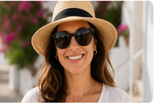 Example of a photo with hat or sunglasses