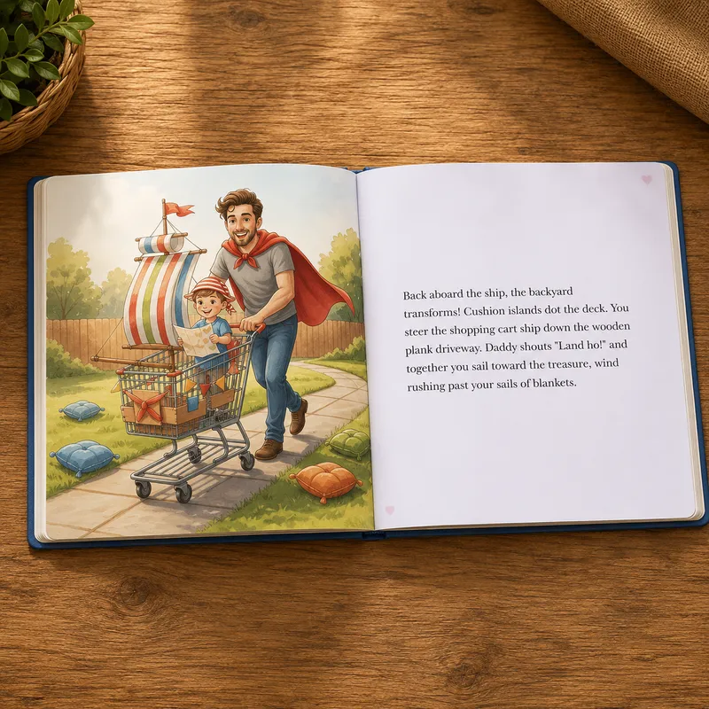 Interior page from a personalized superhero dad book