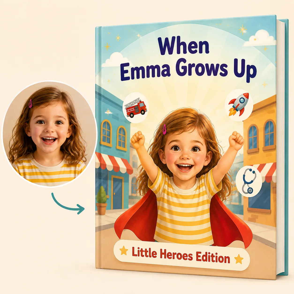 Personalized When I Grow Up book — Little Heroes Edition preview
