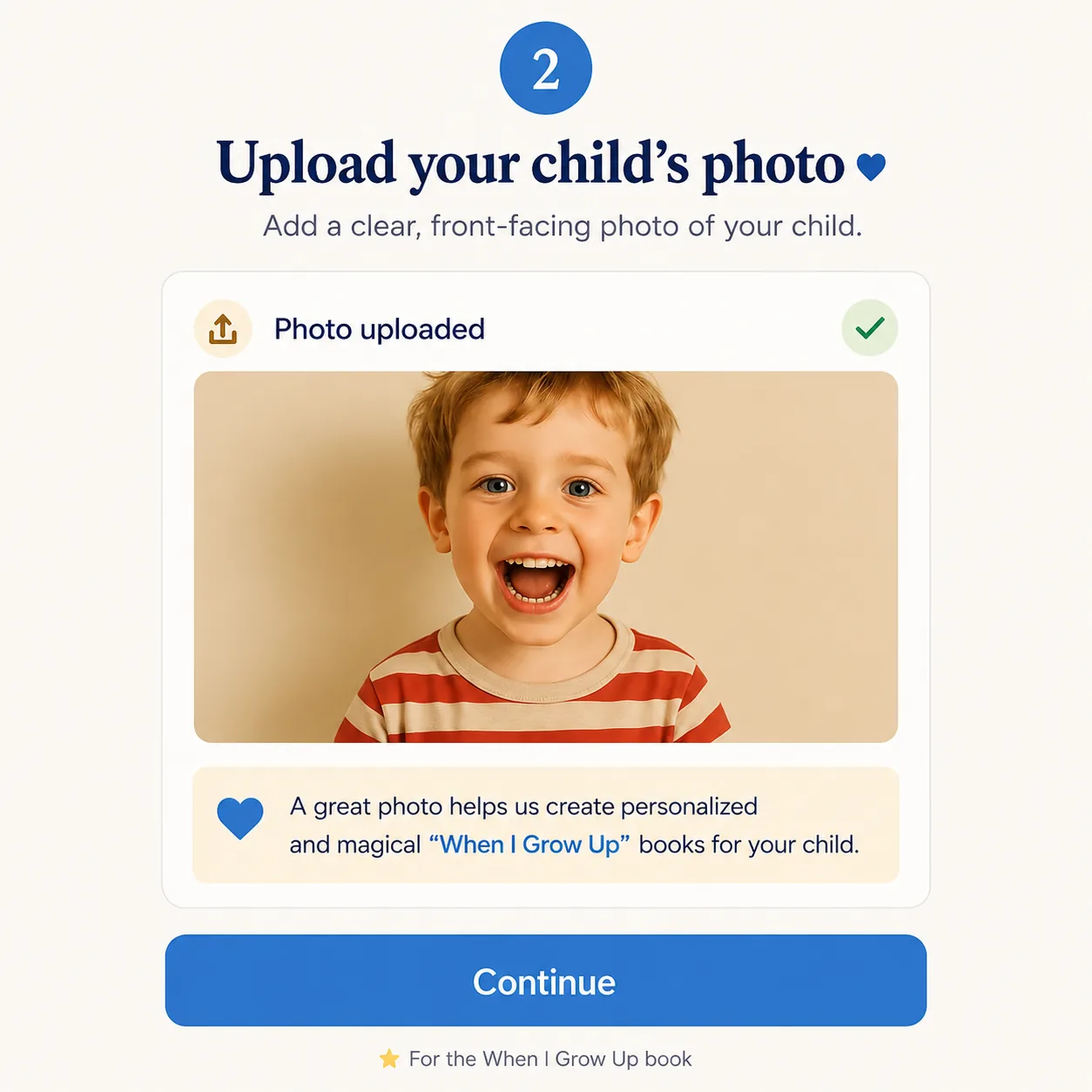 Upload one clear photo of your child
